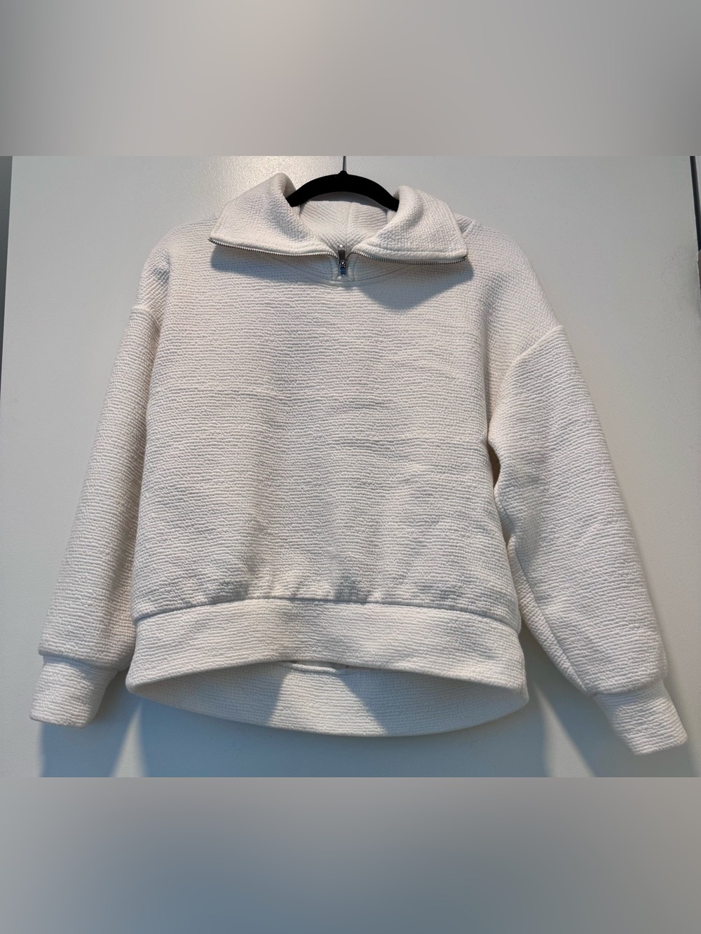 CALIA White Textured Half Zip Pullover XS